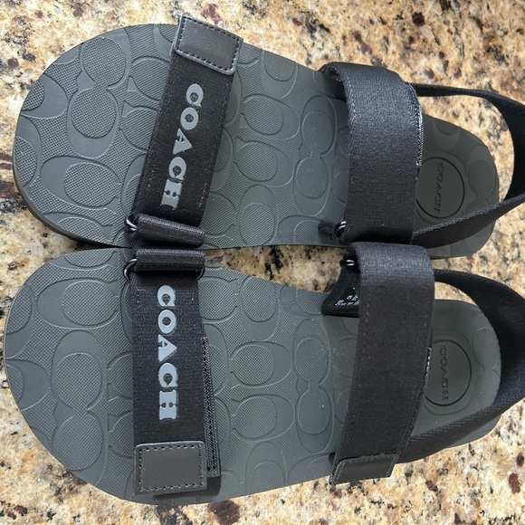 NIB Mens Coach Black Sandals Size 10 - Picture 3 of 8